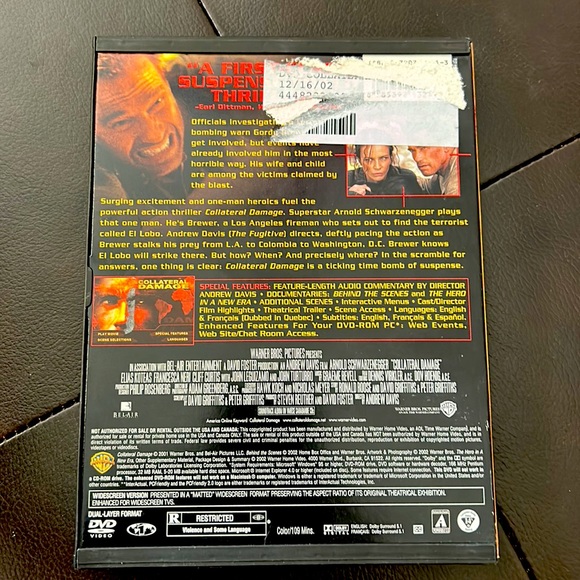 Collateral Damage DVD. Arnold Schwarzenegger movie - Picture 4 of 4